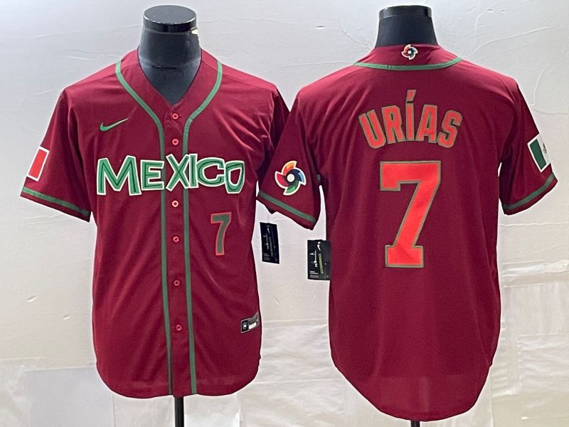 Men 2023 World Cub Mexico #7 Urias Red orange Nike MLB Jersey9->more jerseys->MLB Jersey